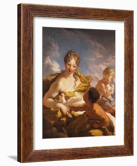 Venus, Cupid and a Faun-Giovanni Antonio Pellegrini-Framed Giclee Print