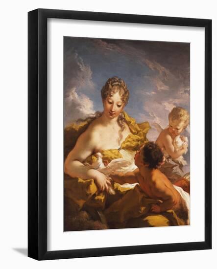 Venus, Cupid and a Faun-Giovanni Antonio Pellegrini-Framed Giclee Print