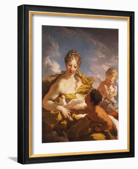 Venus, Cupid and a Faun-Giovanni Antonio Pellegrini-Framed Giclee Print