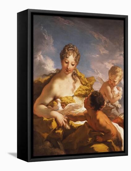 Venus, Cupid and a Faun-Giovanni Antonio Pellegrini-Framed Premier Image Canvas