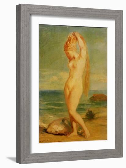 Venus Depicted in a Seascape (Study), 1839 (Oil on Study)-Theodore Chasseriau-Framed Giclee Print
