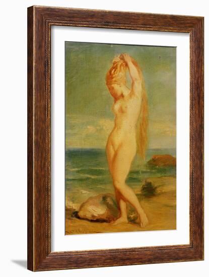 Venus Depicted in a Seascape (Study), 1839 (Oil on Study)-Theodore Chasseriau-Framed Giclee Print