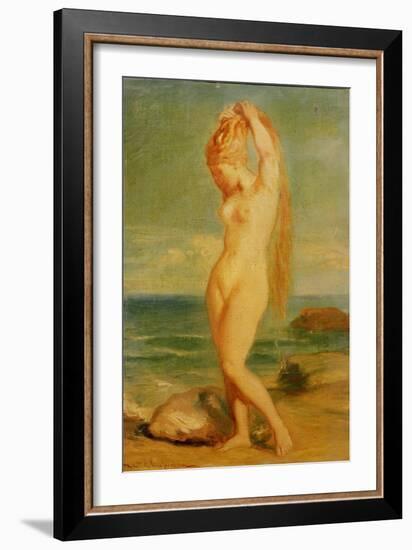 Venus Depicted in a Seascape (Study), 1839 (Oil on Study)-Theodore Chasseriau-Framed Giclee Print