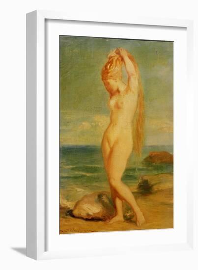 Venus Depicted in a Seascape (Study), 1839 (Oil on Study)-Theodore Chasseriau-Framed Giclee Print