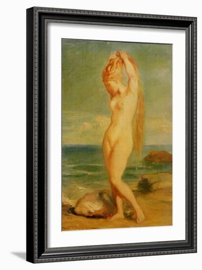 Venus Depicted in a Seascape (Study), 1839 (Oil on Study)-Theodore Chasseriau-Framed Giclee Print