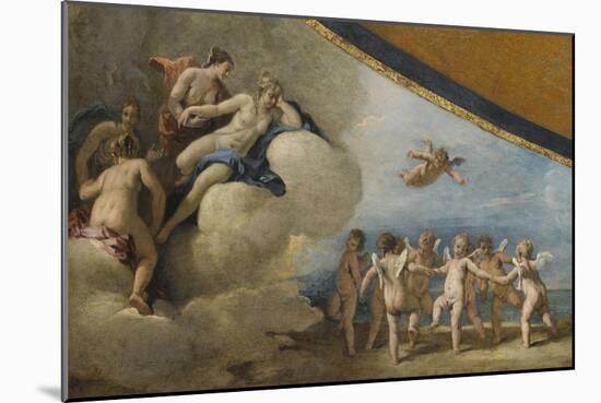 Vénus entourée de nymphes contemplant une ronde de cupidon-Sebastiano Ricci-Mounted Giclee Print