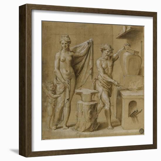 Vénus et l'Amour dans la forge de Vulcain-Giovanni Francesco Penni-Framed Giclee Print