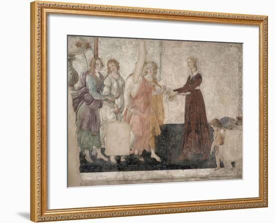 Vénus et les Grâces offrant des présents à une jeune fille-Sandro Botticelli-Framed Giclee Print