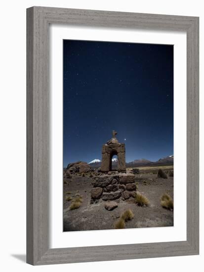 Venus Glows in the Sky at Dusk Above a Grave Marker in Sajama National Park-Alex Saberi-Framed Photographic Print