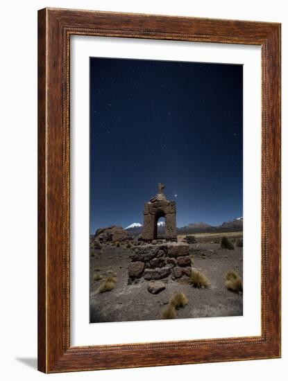 Venus Glows in the Sky at Dusk Above a Grave Marker in Sajama National Park-Alex Saberi-Framed Photographic Print