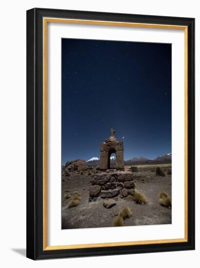 Venus Glows in the Sky at Dusk Above a Grave Marker in Sajama National Park-Alex Saberi-Framed Photographic Print