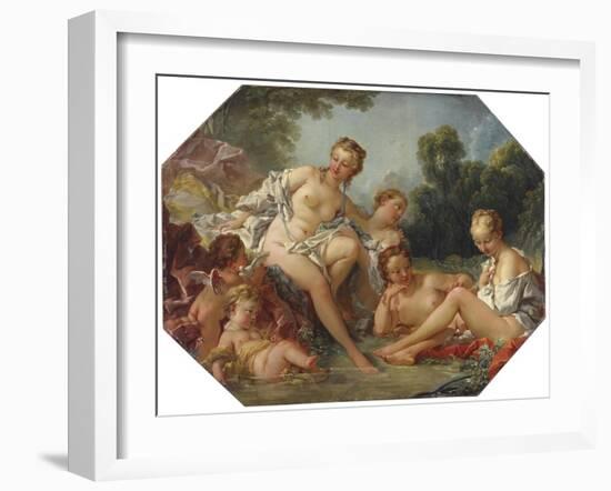 Venus in her Bath surrounded by Nymphs and Cupids, c.1740-50-Francois Boucher-Framed Giclee Print