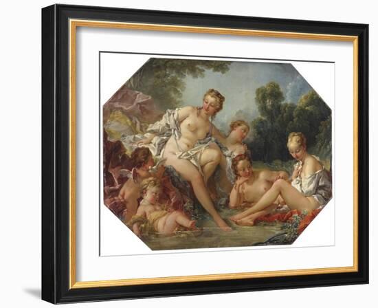 Venus in her Bath surrounded by Nymphs and Cupids, c.1740-50-Francois Boucher-Framed Giclee Print