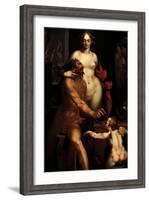 Venus in the Forge of Vulcan, Jupiter and Antiope-Bartholomaeus Spranger-Framed Giclee Print