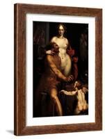 Venus in the Forge of Vulcan, Jupiter and Antiope-Bartholomaeus Spranger-Framed Giclee Print