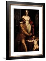 Venus in the Forge of Vulcan, Jupiter and Antiope-Bartholomaeus Spranger-Framed Giclee Print
