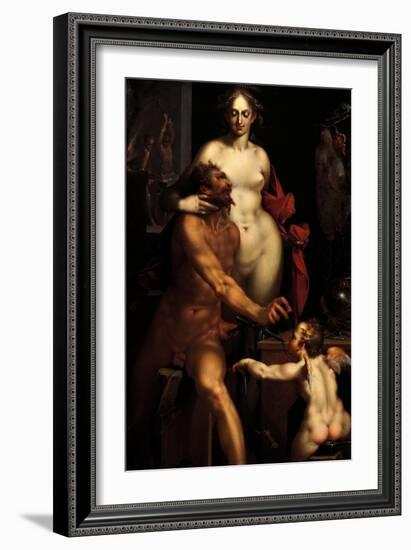 Venus in the Forge of Vulcan, Jupiter and Antiope-Bartholomaeus Spranger-Framed Giclee Print