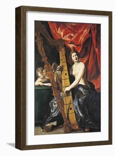 Venus Playing Harp, Allegory of Music-Giovanni Lanfranco-Framed Giclee Print