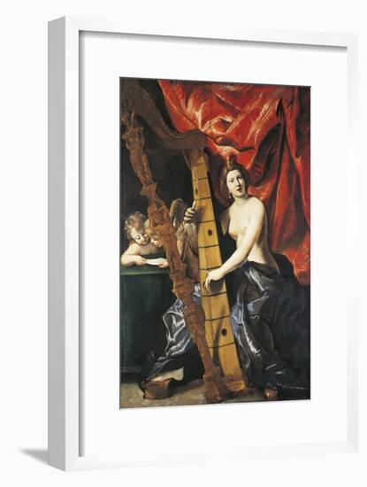 Venus Playing Harp, Allegory of Music-Giovanni Lanfranco-Framed Giclee Print