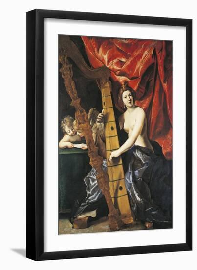 Venus Playing Harp, Allegory of Music-Giovanni Lanfranco-Framed Giclee Print