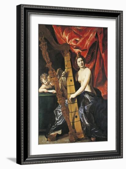 Venus Playing Harp, Allegory of Music-Giovanni Lanfranco-Framed Giclee Print