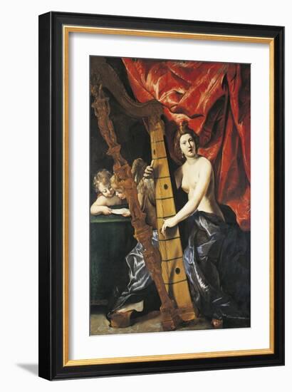 Venus Playing Harp, Allegory of Music-Giovanni Lanfranco-Framed Giclee Print