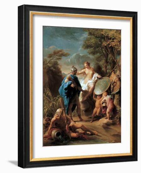 Venus Presenting Aeneas with Armour Forged by Vulcan, 1748 (Oil on Canvas)-Pompeo Girolamo Batoni-Framed Giclee Print