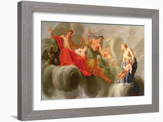 Venus Presenting Cupid to Jupiter (Oil on Panel)-Eustache Le Sueur-Framed Giclee Print