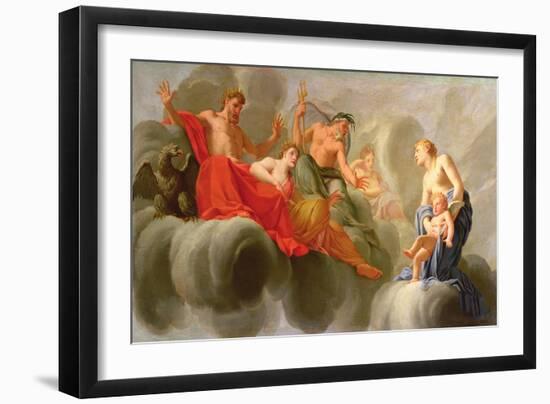 Venus Presenting Cupid to Jupiter (Oil on Panel)-Eustache Le Sueur-Framed Giclee Print