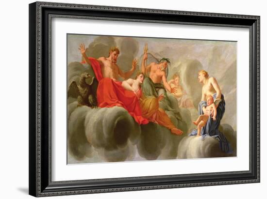 Venus Presenting Cupid to Jupiter (Oil on Panel)-Eustache Le Sueur-Framed Giclee Print