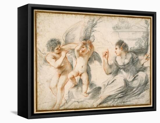 Venus Scolding Cupid, While an Older Cupid Binds Him to a Tree-Guercino (Giovanni Francesco Barbieri)-Framed Premier Image Canvas