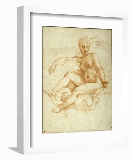 Venus Seated on Clouds Pointing Downwards-Raphael-Framed Giclee Print