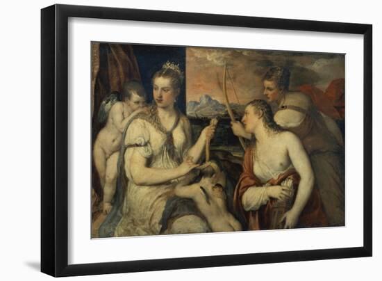 Venus und Amor-Titian (Tiziano Vecellio)-Framed Giclee Print