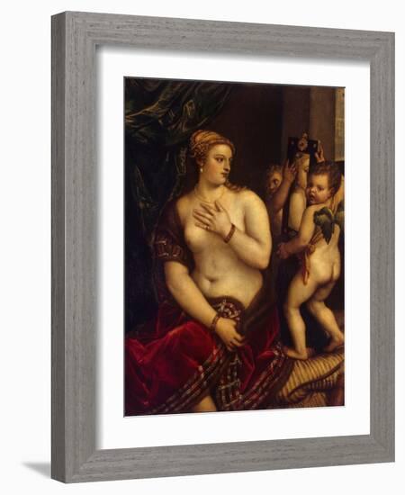 Venus with a Mirror, 1560-Titian (Tiziano Vecelli)-Framed Giclee Print