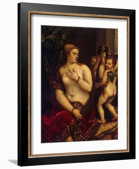 Venus with a Mirror, 1560-Titian (Tiziano Vecelli)-Framed Giclee Print