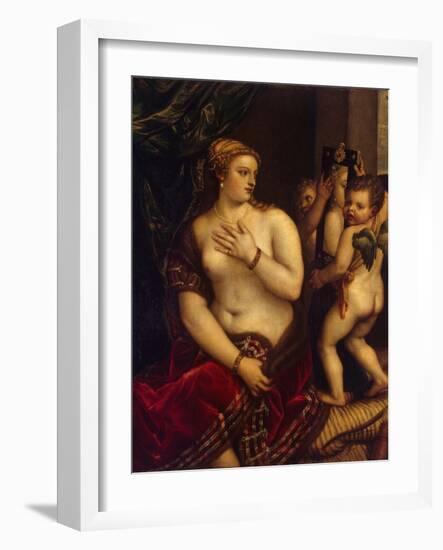 Venus with a Mirror, 1560-Titian (Tiziano Vecelli)-Framed Giclee Print