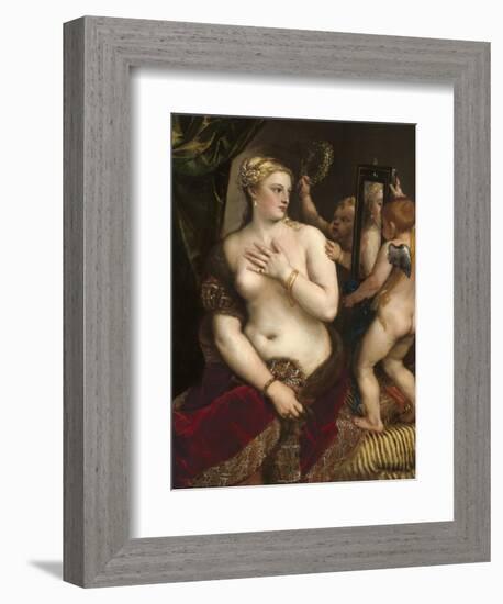 Venus with a Mirror, C. 1555-Titian (Tiziano Vecelli)-Framed Premium Giclee Print