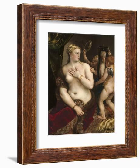 Venus with a Mirror, C. 1555-Titian (Tiziano Vecelli)-Framed Premium Giclee Print