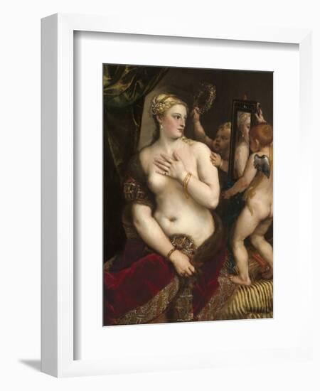 Venus with a Mirror, C. 1555-Titian (Tiziano Vecelli)-Framed Premium Giclee Print