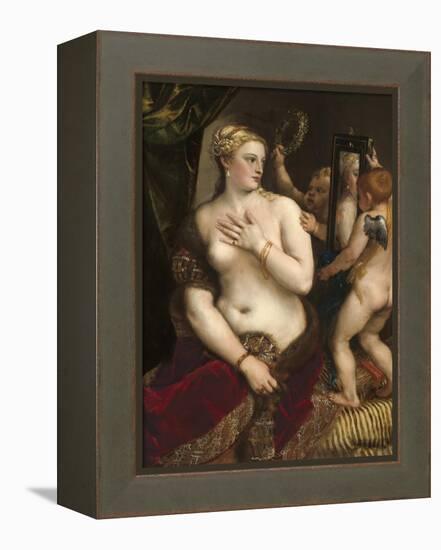 Venus with a Mirror, C. 1555-Titian (Tiziano Vecelli)-Framed Stretched Canvas