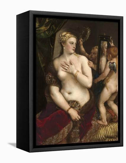 Venus with a Mirror, C. 1555-Titian (Tiziano Vecelli)-Framed Stretched Canvas