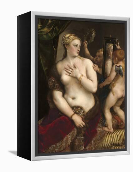 Venus with a Mirror, C. 1555-Titian (Tiziano Vecelli)-Framed Stretched Canvas