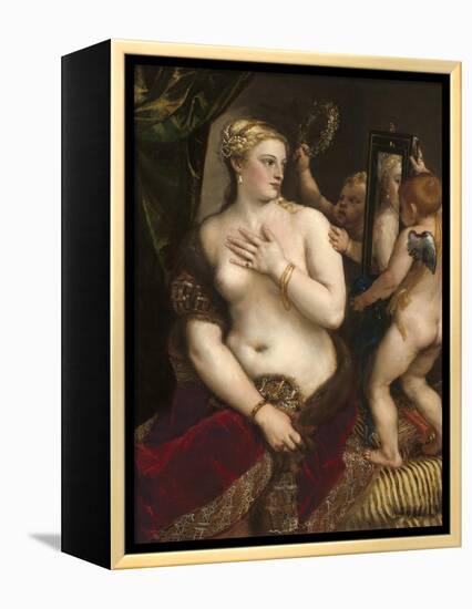 Venus with a Mirror, C. 1555-Titian (Tiziano Vecelli)-Framed Stretched Canvas