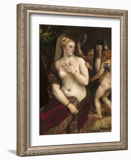 Venus with a Mirror, C. 1555-Titian (Tiziano Vecelli)-Framed Art Print