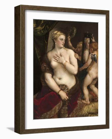 Venus with a Mirror, C. 1555-Titian (Tiziano Vecelli)-Framed Art Print