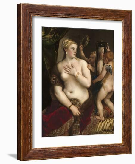 Venus with a Mirror, C. 1555-Titian (Tiziano Vecelli)-Framed Art Print