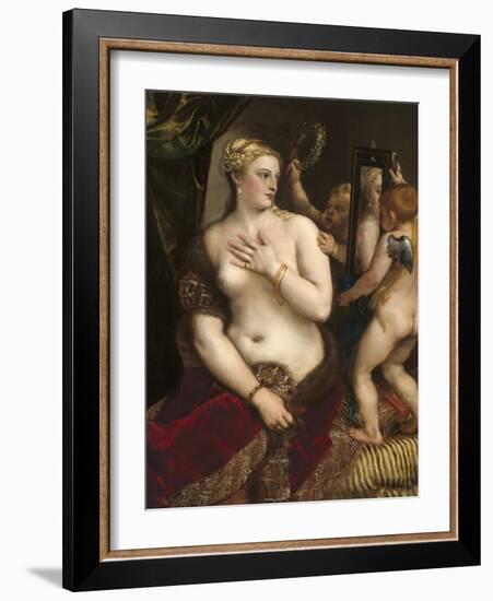 Venus with a Mirror, C. 1555-Titian (Tiziano Vecelli)-Framed Art Print