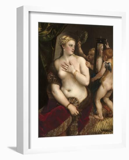 Venus with a Mirror, C. 1555-Titian (Tiziano Vecelli)-Framed Art Print