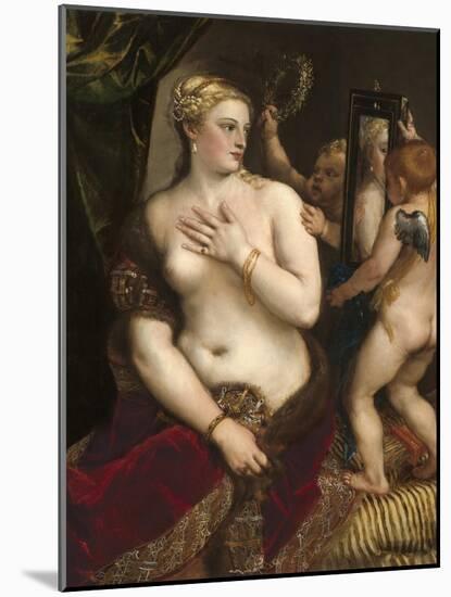 Venus with a Mirror, C. 1555-Titian (Tiziano Vecelli)-Mounted Art Print