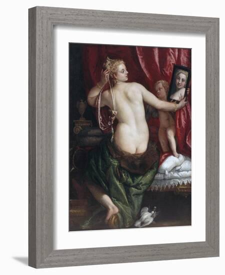 Venus with a Mirror (Venus at Her Toilette) by Paolo Veronese-null-Framed Photographic Print
